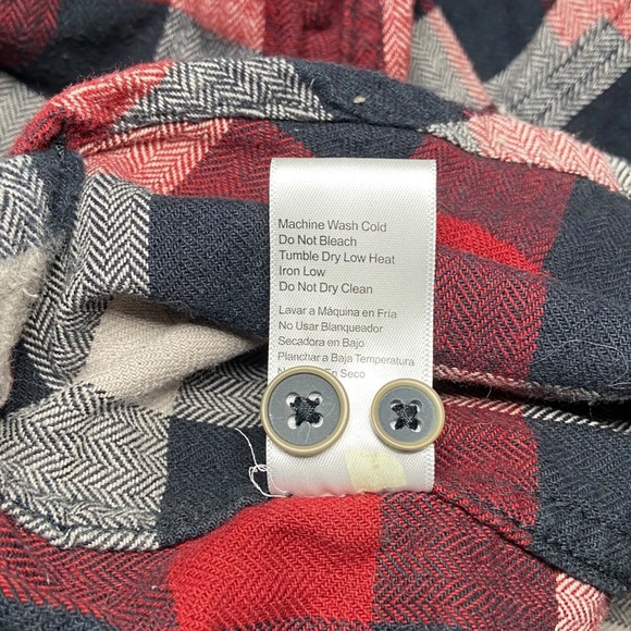 Jachs Plaid Button Up Flannel Shirt Long Sleeve 100% Cotton Casual Red Large - Picture 5 of 5